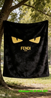 Fendi Yellow Monster Eyes Roma Flannel Sofa Throw Blanket IMG_9376
